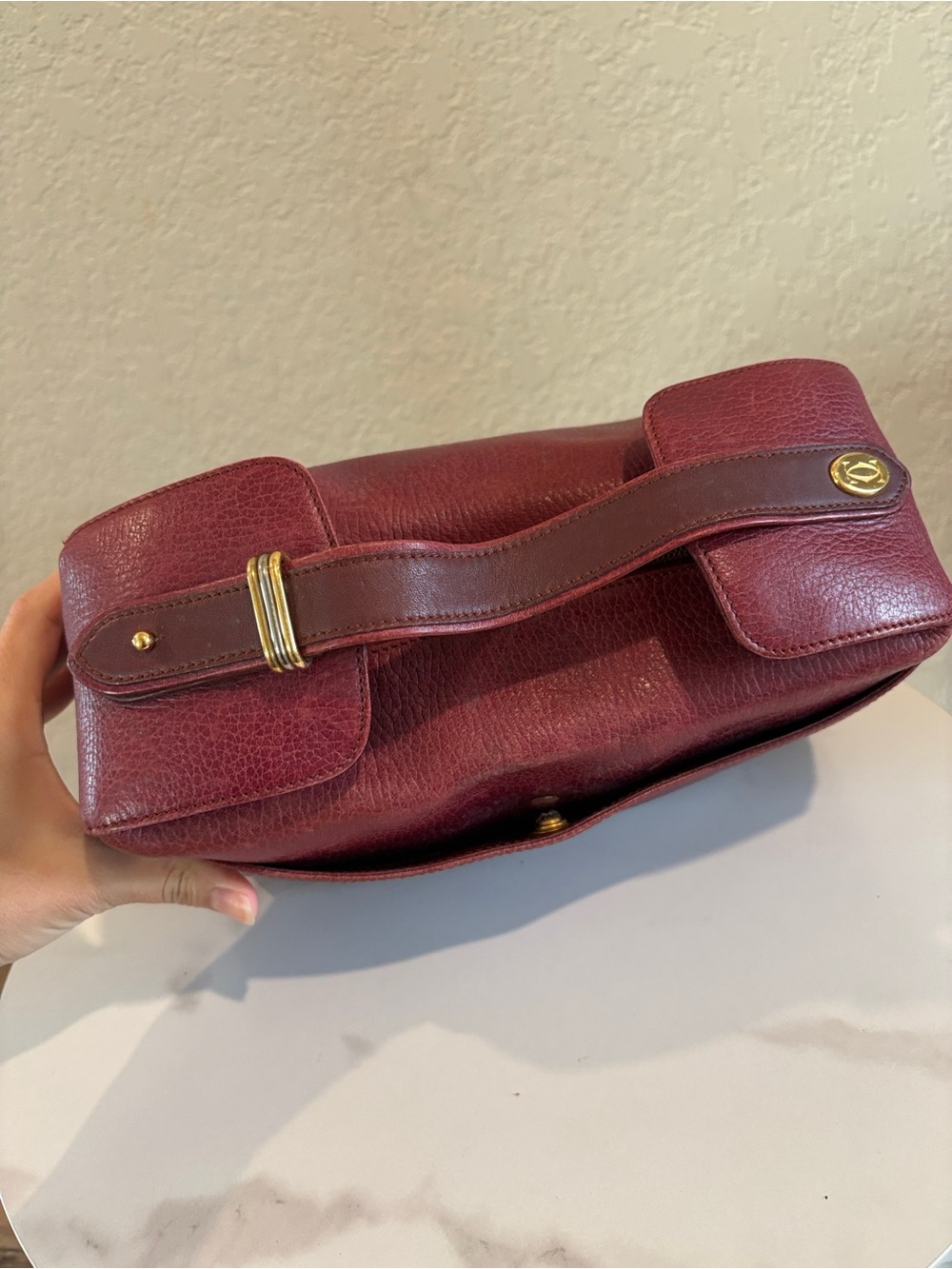 Cartier Bordeaux Leather Handbag - Picture 9 of 16